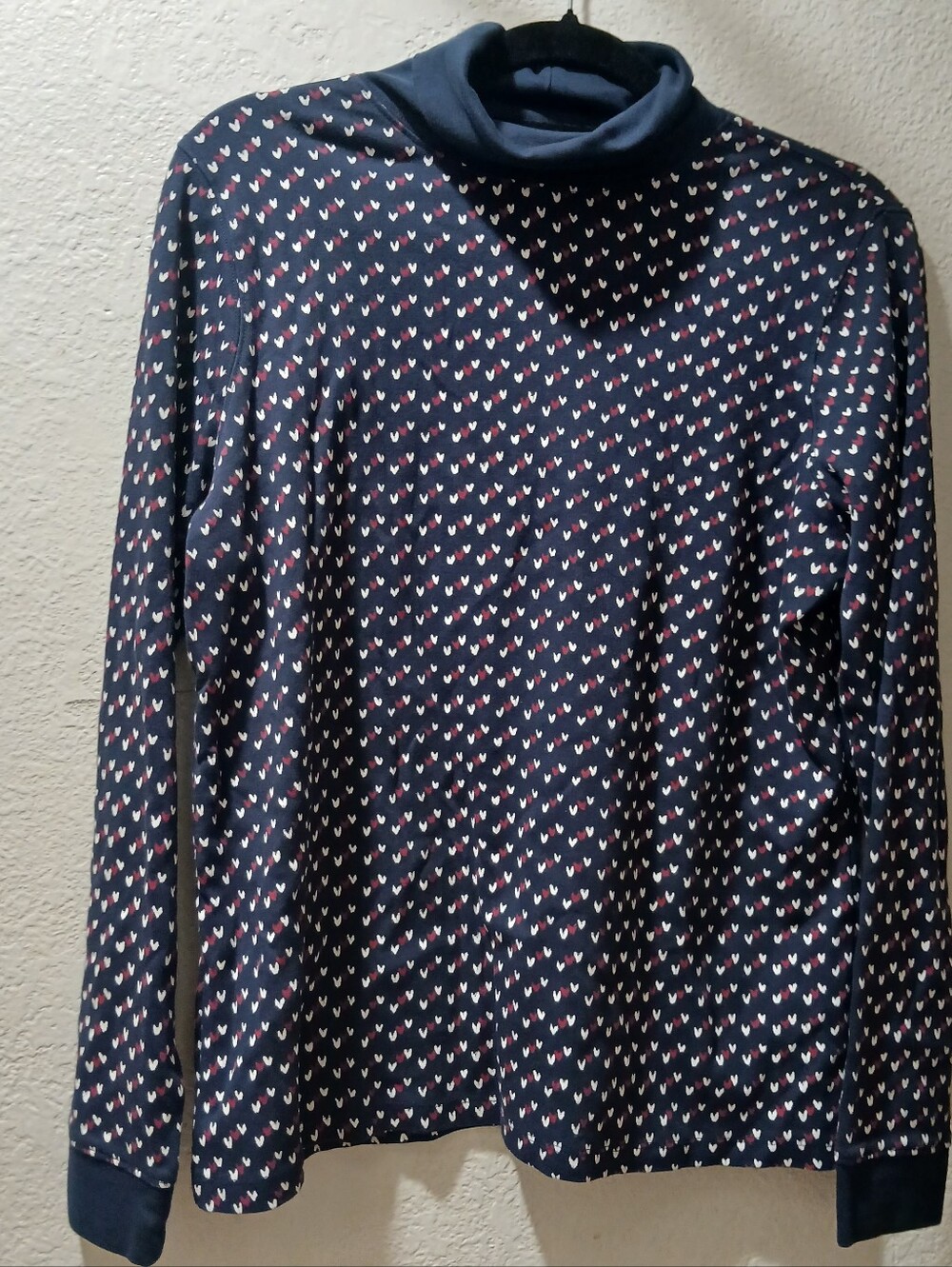 Ll bean L regular Navy Patterned Long-Sleeve Turtleneck Shirt